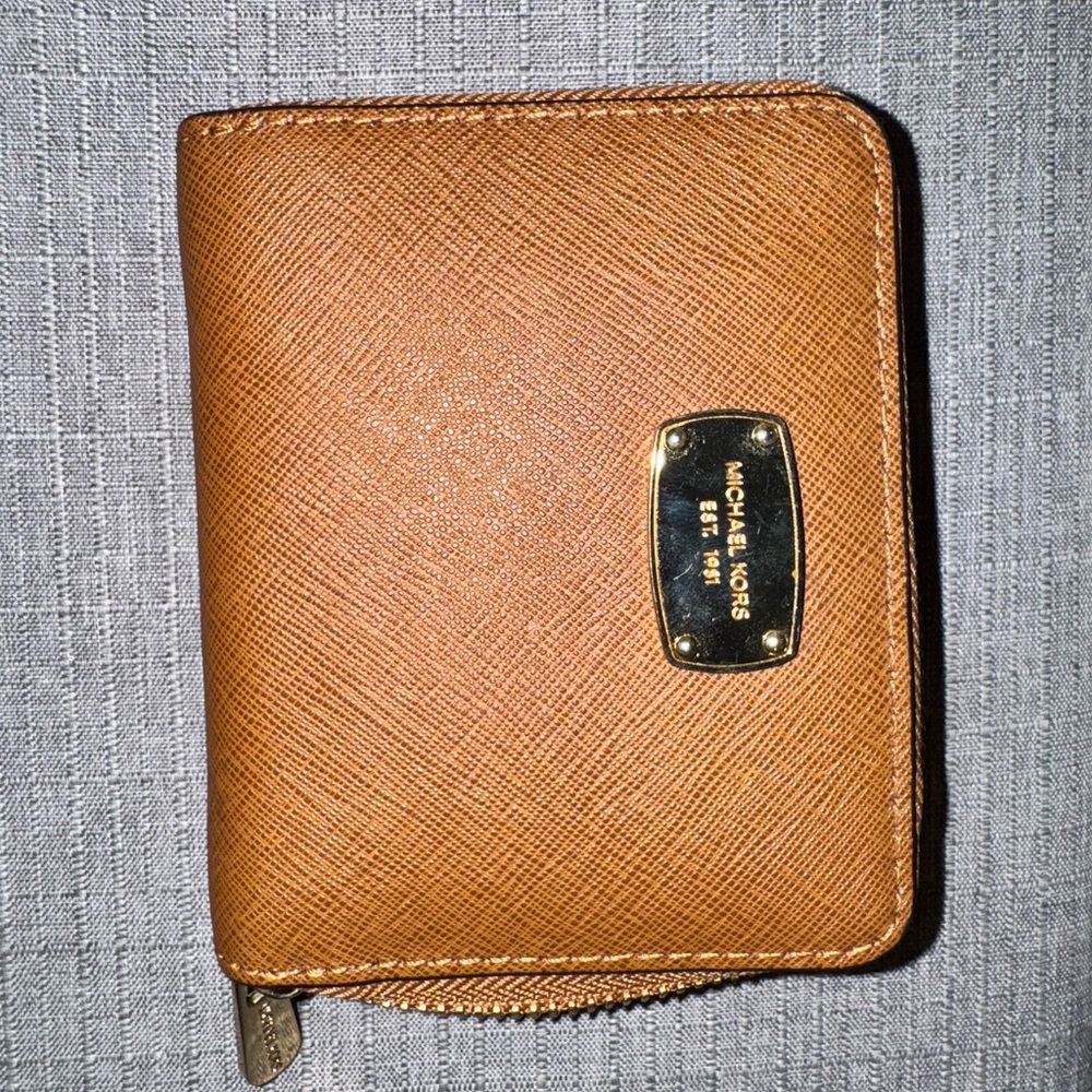 Michael Kors Tan Leather Zip Wallet